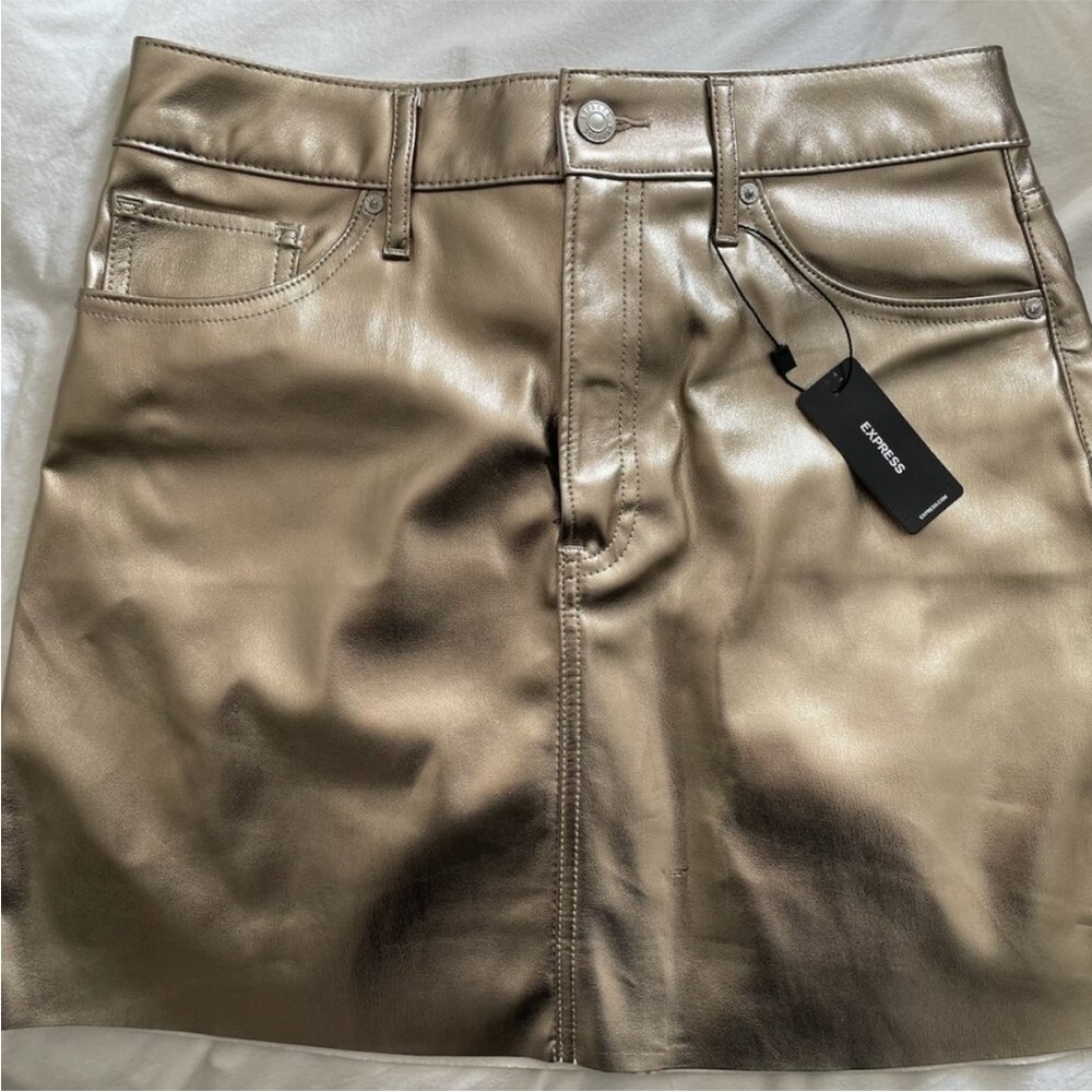 NWT Express Metallic Gold Mini Skirt